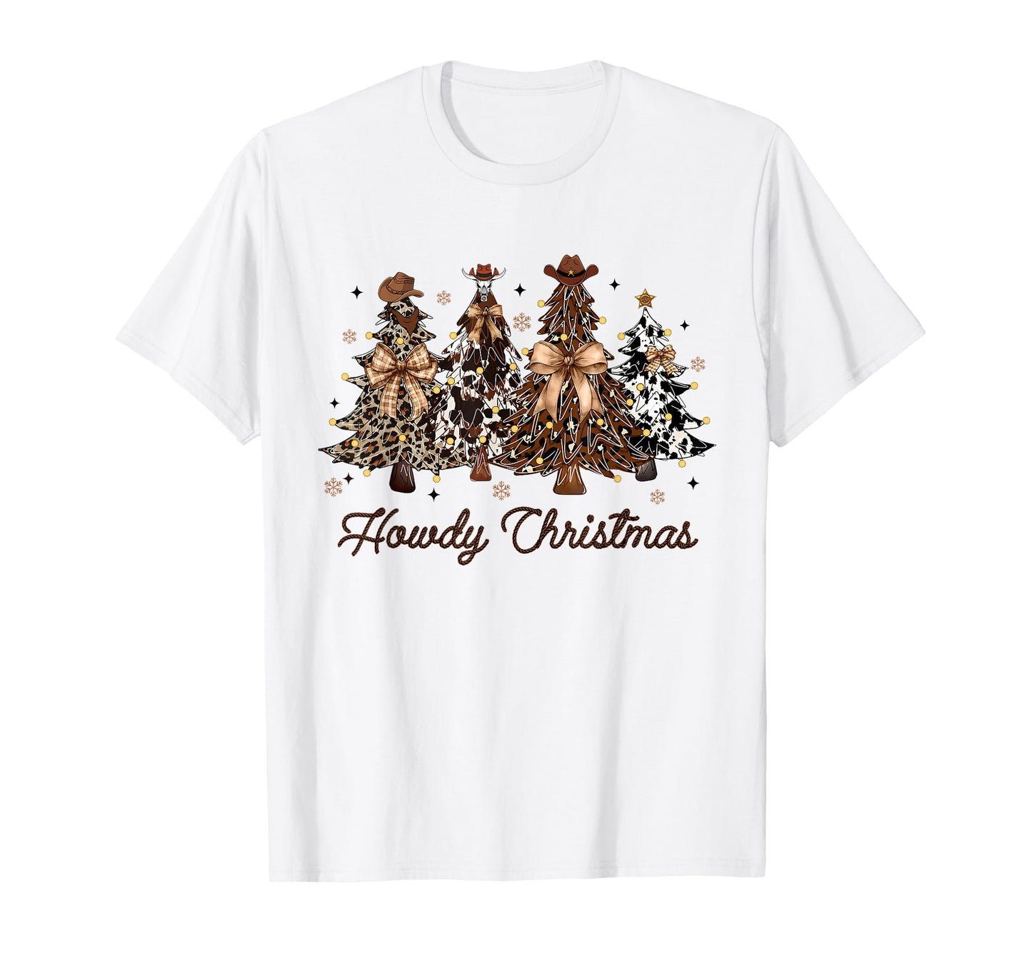 Howdy Christmas Tree Coquette Bow Western Xmas Pjs Cowgirl T-Shirt