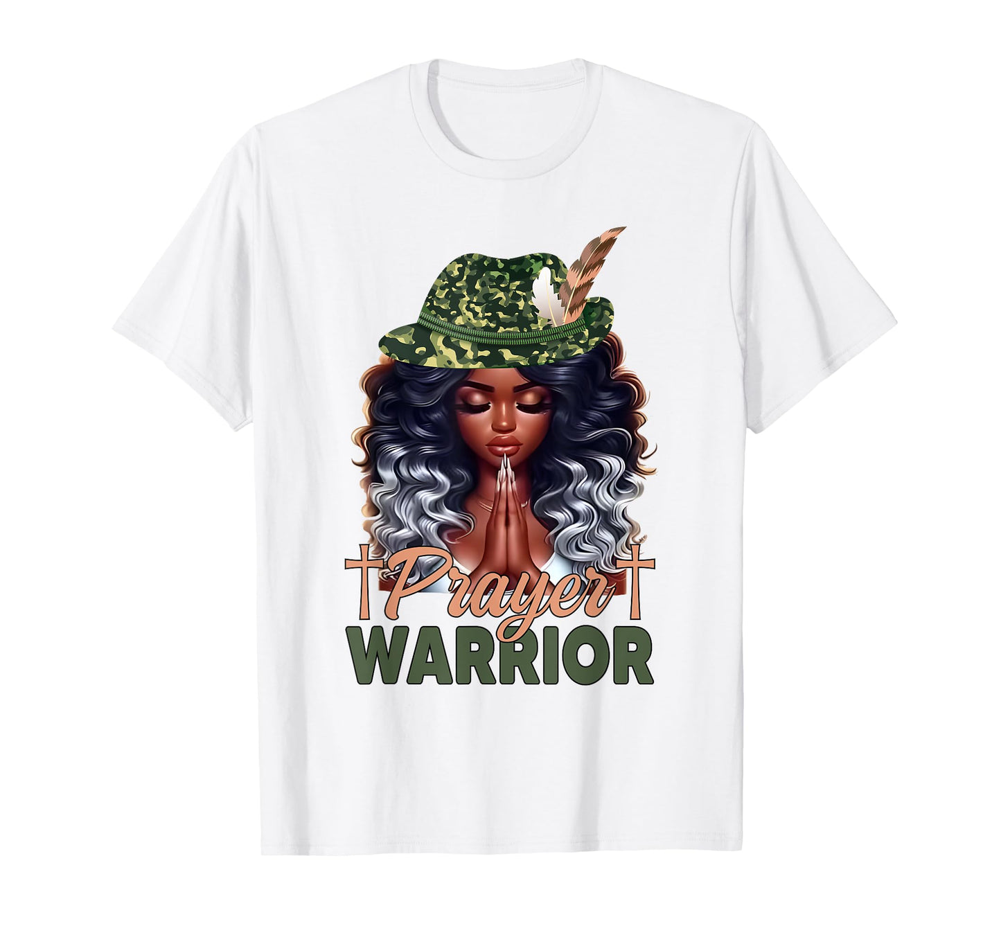 Religious Christian Melanin Black Women Girls Prayer Warrior T-Shirt