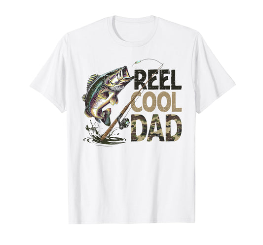 Reel Cool Dad Fishing Papa Father's Day Fisherman Fish T-Shirt