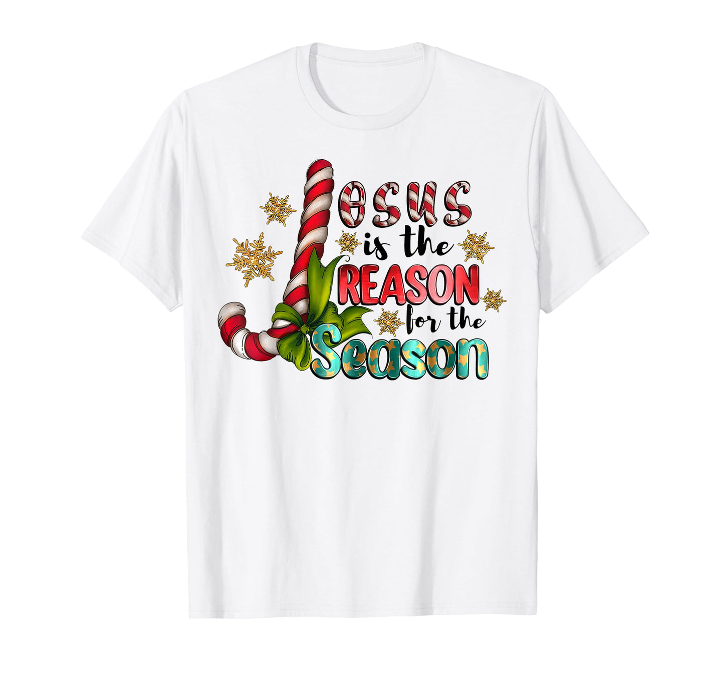 Jesus Is The Reason With Christmas Candy Christian God Lover T-Shirt