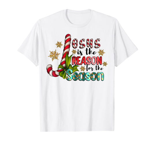 Jesus Is The Reason With Christmas Candy Christian God Lover T-Shirt