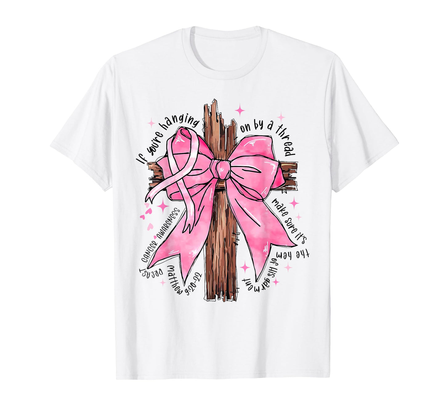 Christian Jesus Pink Coquette Bow Breast Cancer Awareness T-Shirt