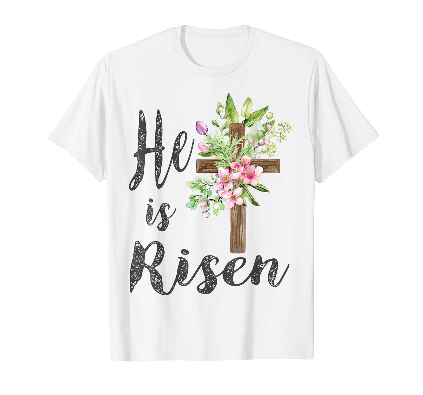 He is Risen Floral Cross Vintage Happy Easter T-Shirt