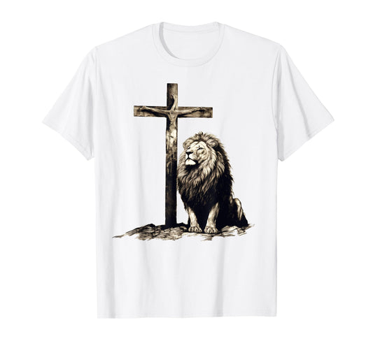 Christian Cross Lion Of Judah Religious Faith Jesus Pastor T-Shirt
