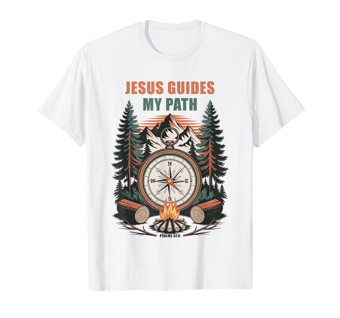 Jesus Guides My Path – Psalm 32:8 Christian Faith Camping T-Shirt