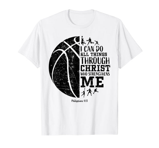 Christian Basketball Gifts Philippians 4:13 Men Women Kids T-Shirt