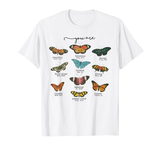 You Are Beautiful Bible Verse Religious Christian Butterfly T-Shirt