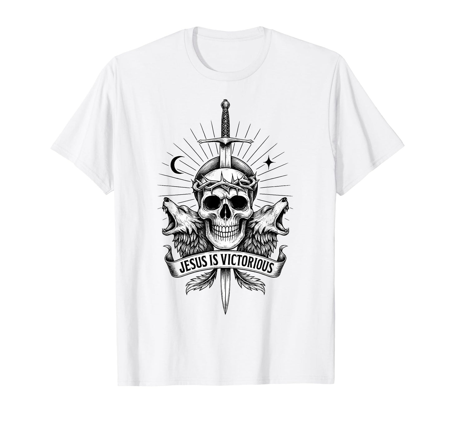 Jesus is Victorious Christian Christcore Skull Faith Art T-Shirt
