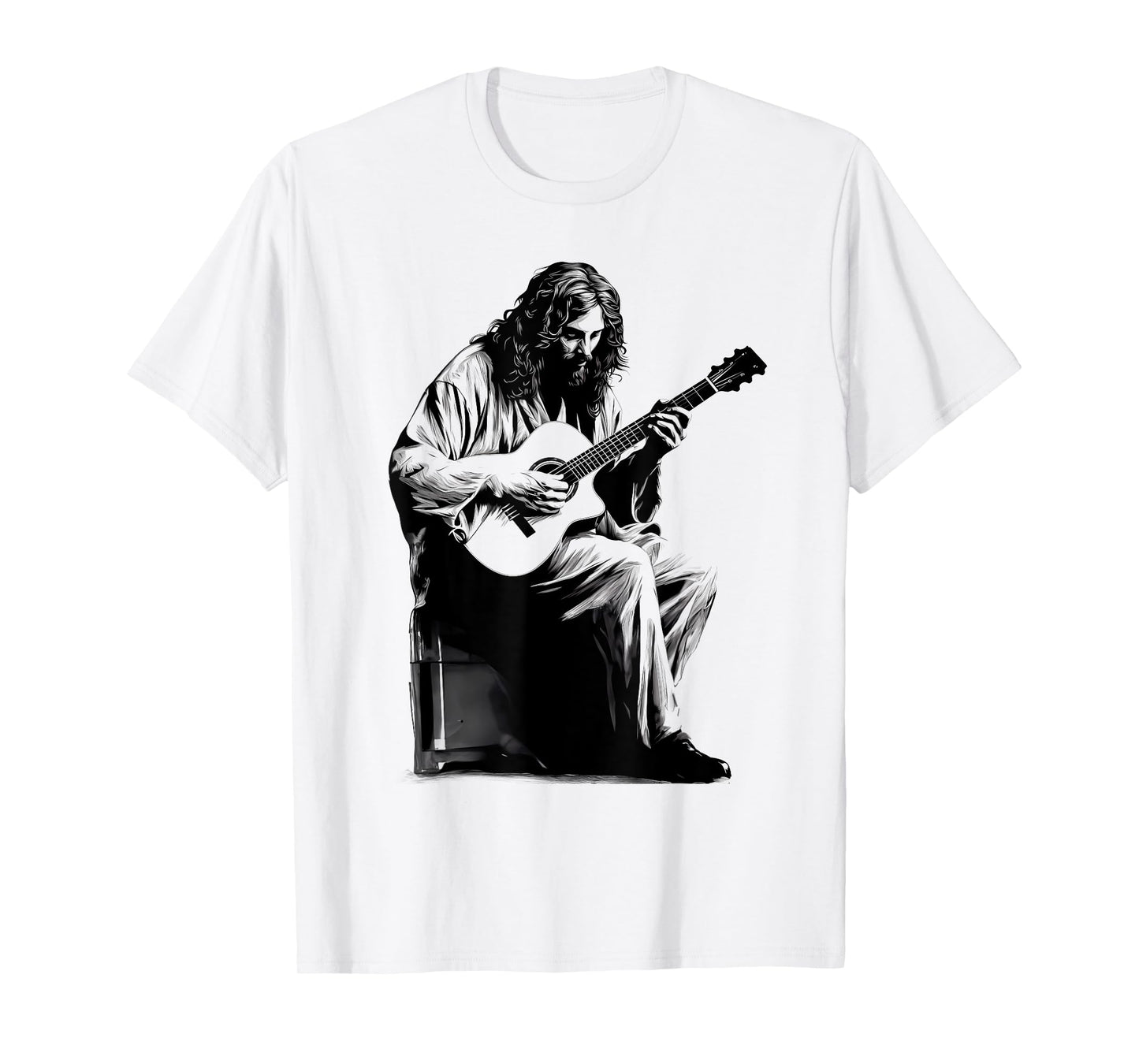 Jesus Playing Acoustic Guitar Vintage Guitarist Music Lovers T-Shirt