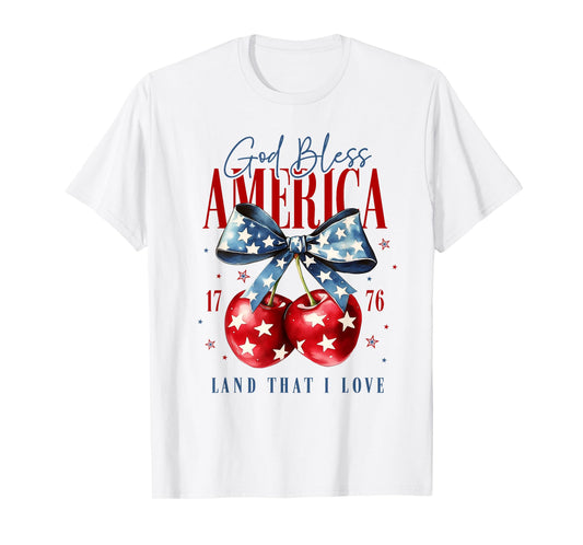 God bless America cherry shirt coquette bow independce day T-Shirt