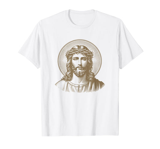Face Of Jesus Vintage With Crown Of Thorns Faith God T-Shirt