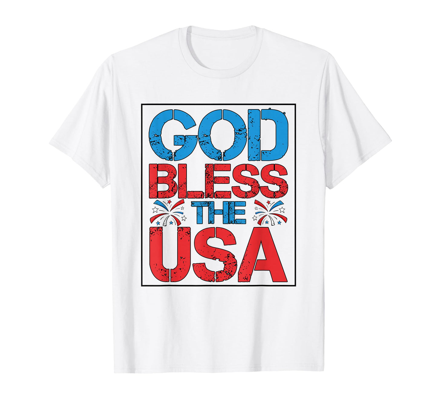 God Bless The USA - Patriotic American Flag Fireworks T-Shirt