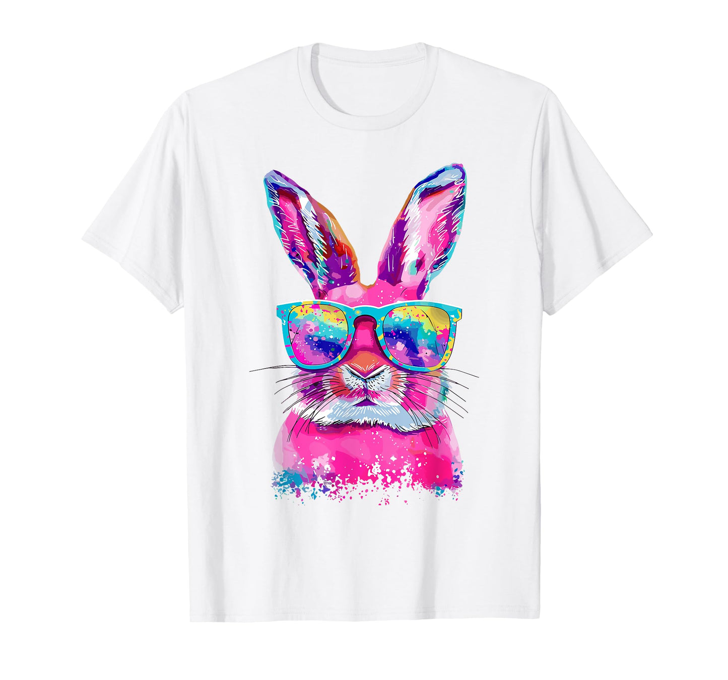Bunny Face With Tie Dye Glasses Happy Easter Day Men Boy Kid T-Shirt
