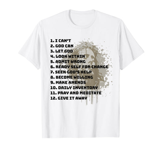 Celebrate the Recovery Christian Cross 12 Step Guide Pray T-Shirt