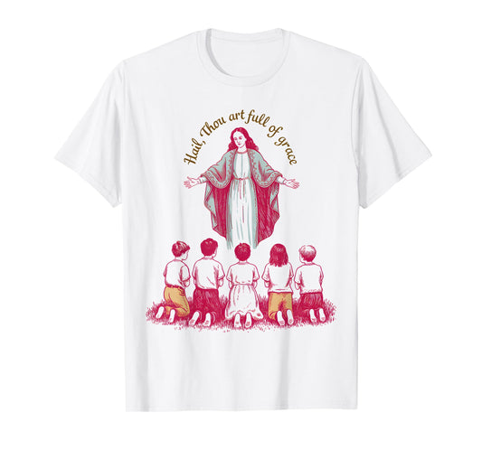 Hail Mary Full of Grace Catholic Prayer Religious Design T-Shirt