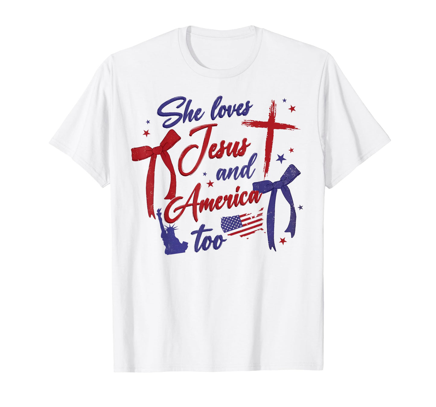 4th Of July She Loves Jesus And America Too Christian Faith T-Shirt