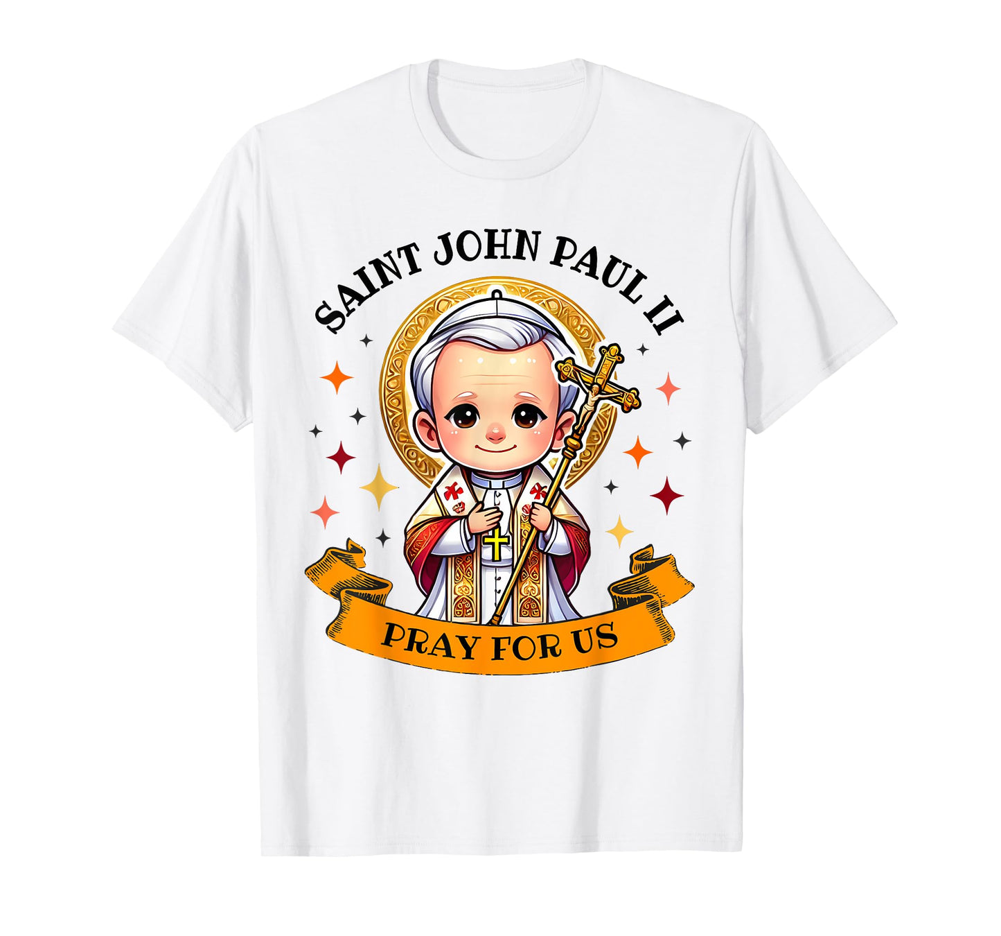Saint John Paul II Pray for Us Catholic Cross for Kids T-Shirt