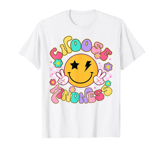 Cute Choose Kindness Groovy Smile Face Inspirational Be Kind T-Shirt