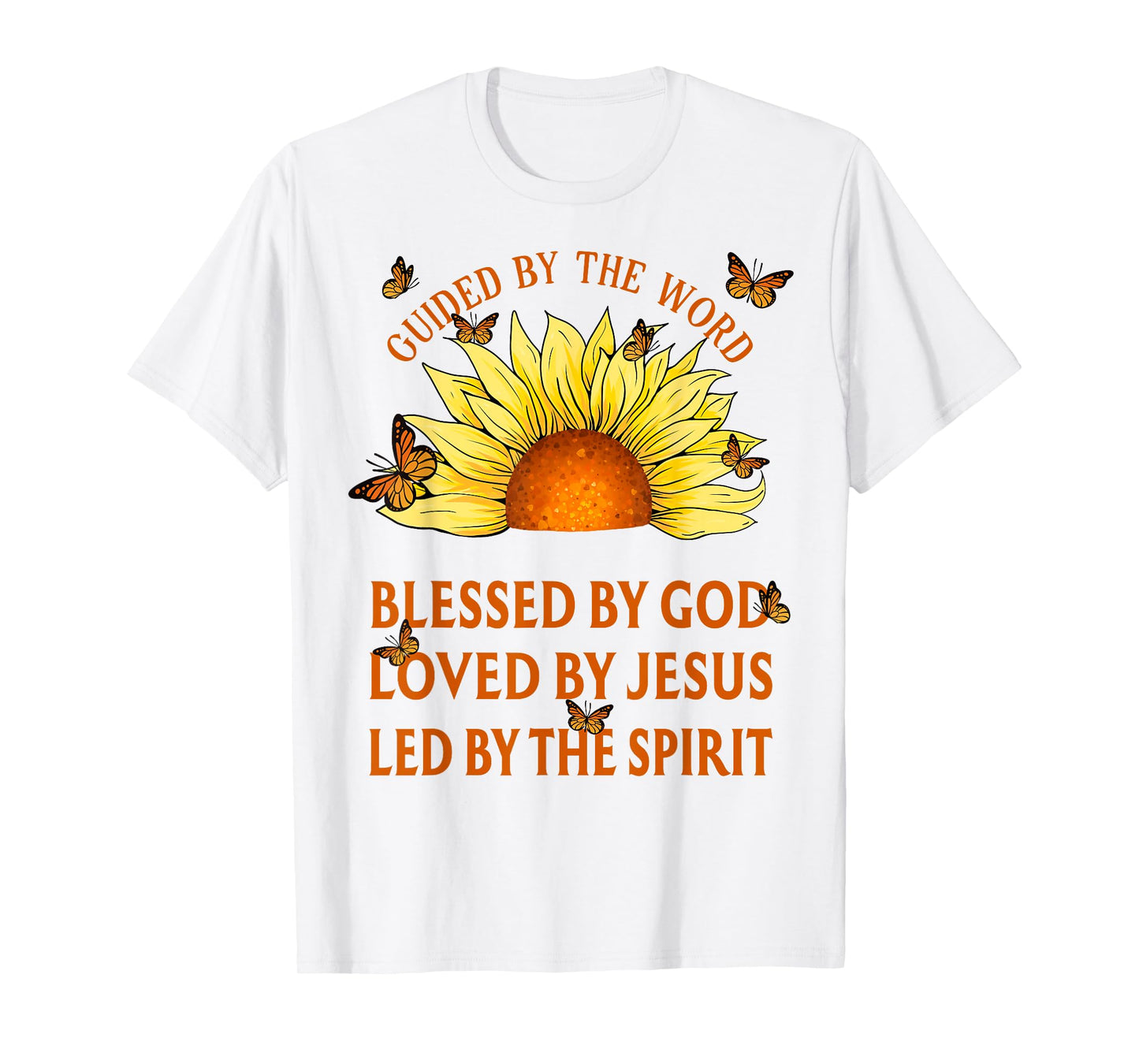 Guided By The Bible Blessed By God Yellow Sunflower T-Shirt
