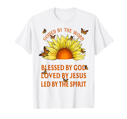 Guided By The Bible Blessed By God Yellow Sunflower T-Shirt