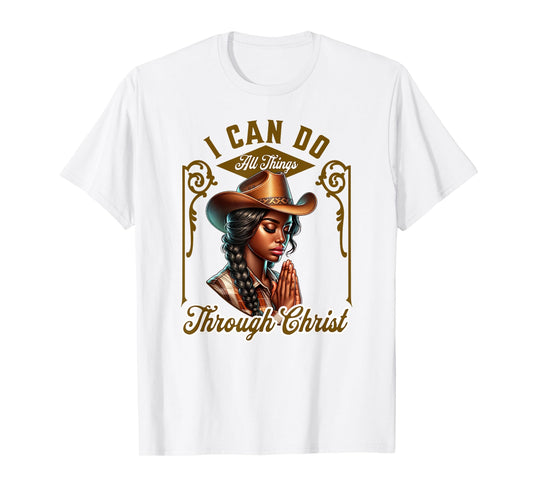 Black Cowgirl African American Western Black Christian T-Shirt