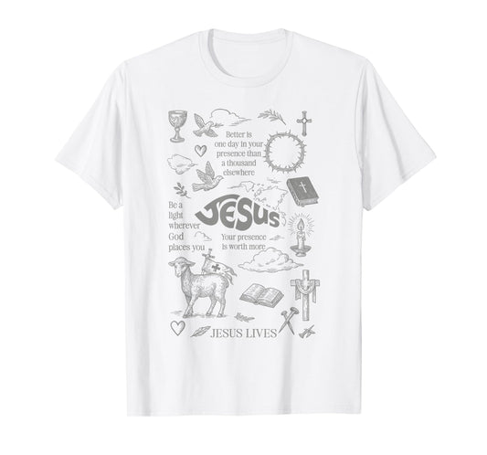 Jesus Lives Christian Faith Spiritual Bible Verse T-Shirt