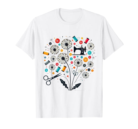 Cute Sewing Dandelion Flowers Quilting Quilter Sewer Tee T-Shirt