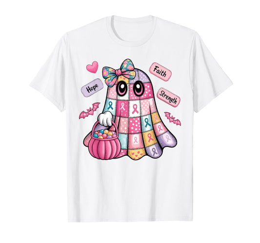 Breast Cancer Hope Strength Faith Survivor Ghost Wear Pink T-Shirt