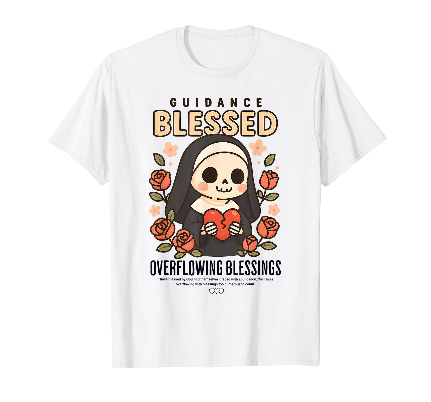 Skeleton Nun Blessed Overflowing Blessings Gothic Religious T-Shirt