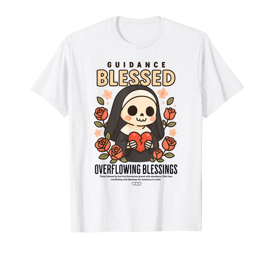 Skeleton Nun Blessed Overflowing Blessings Gothic Religious T-Shirt