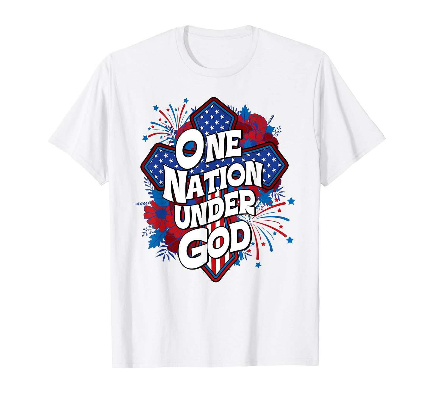 One Nation Under God USA Cross Flag Christian Men Women Kid T-Shirt