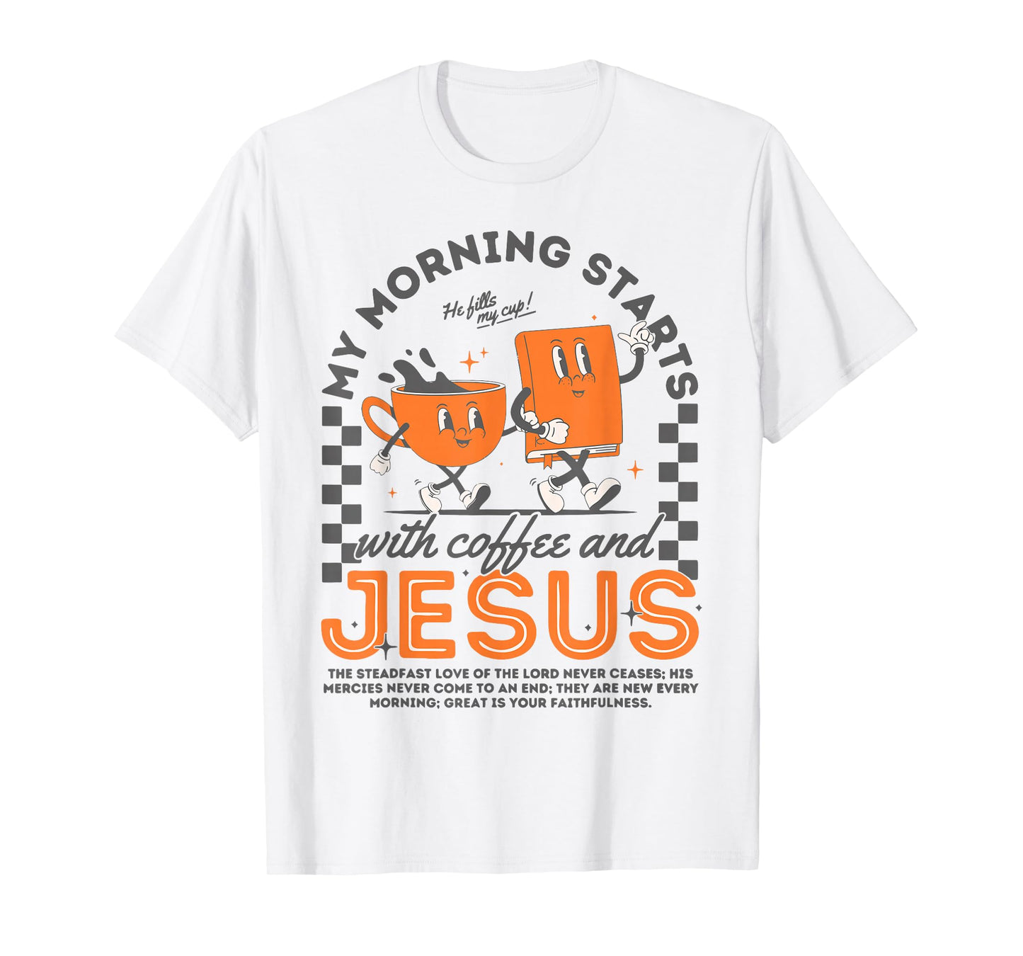 My Morning Starts With Coffee And Jesus Autumn Fall Leaves T-Shirt