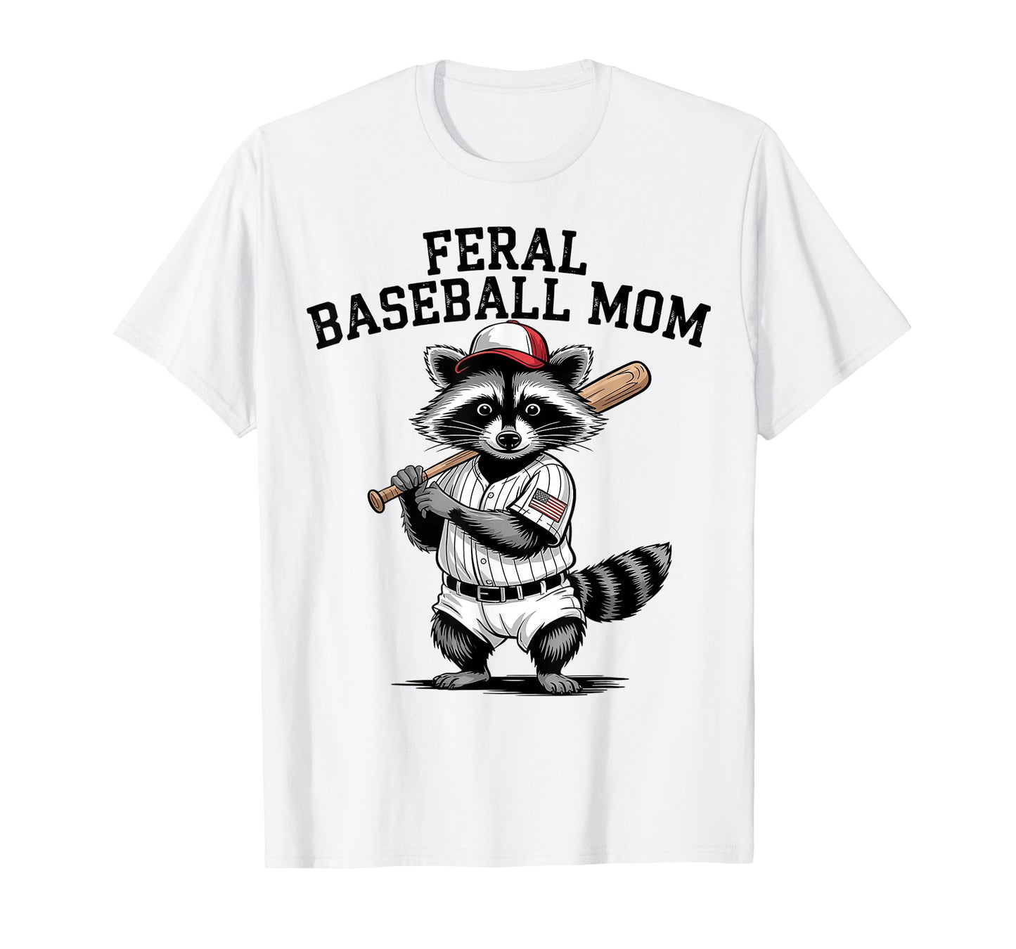 Retro Raccoon Feral Baseball Mom Trash Panda Sport Lover T-Shirt