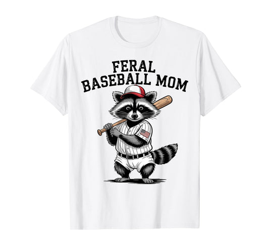 Retro Raccoon Feral Baseball Mom Trash Panda Sport Lover T-Shirt