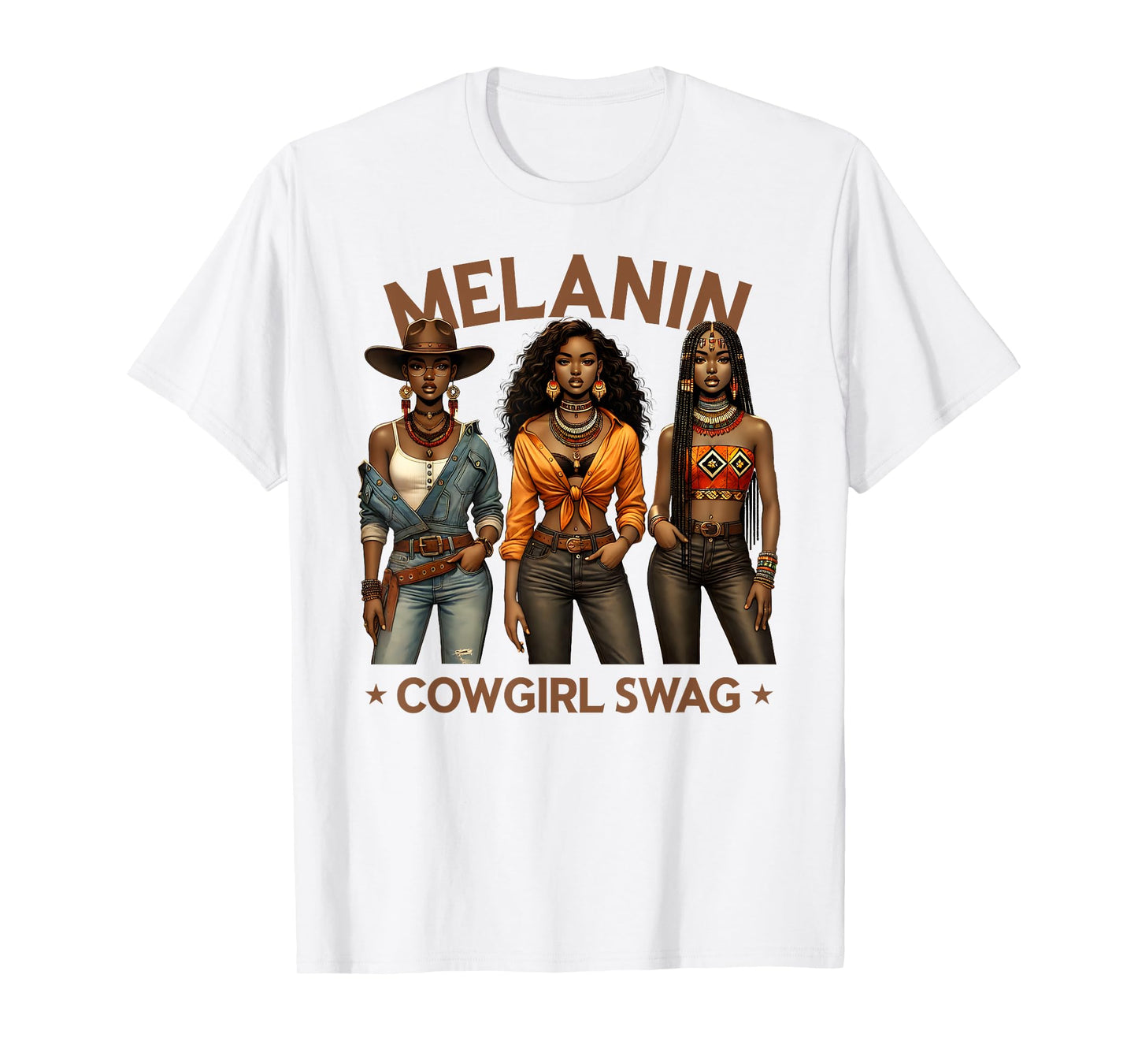 Melanin Cowgirls African Melanin Cowgirl Swag Black History T-Shirt