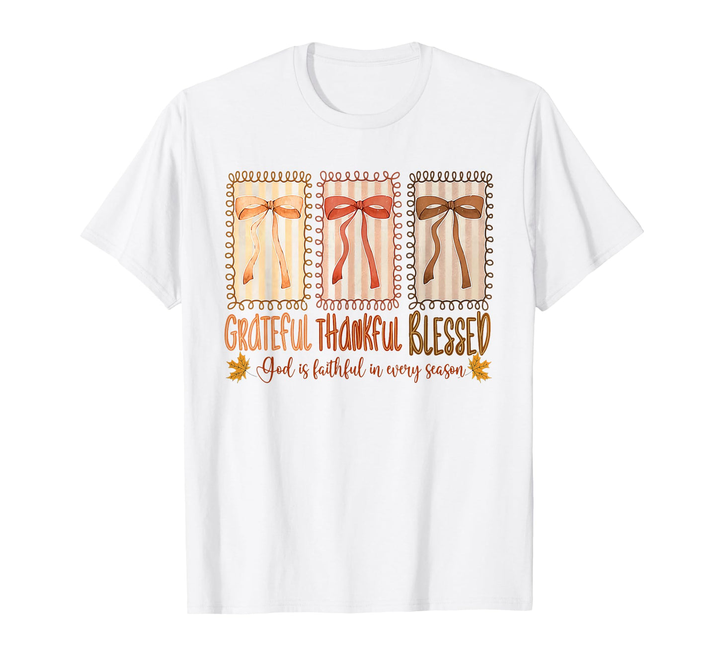 Grateful Thankful Blessed God's Faithful Christian Faith Bow T-Shirt