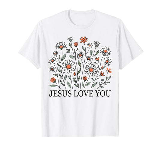 Jesus Loves You Christian Graphic Floral Kids Girls Toddler T-Shirt