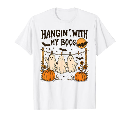 Funny Hanging Ghosts Halloween, Hangin’ With My Boos T-Shirt