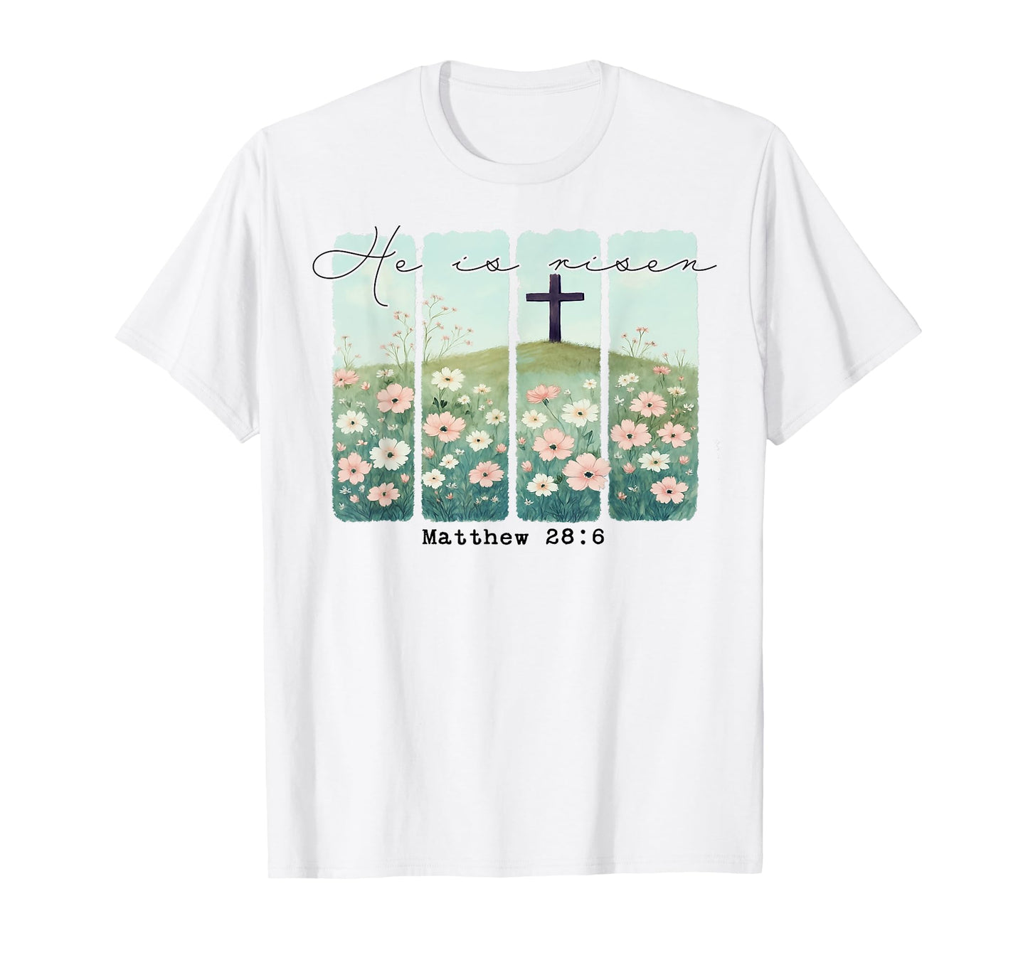 He Is Risen Christian Wildflower Happy Easter Women Girls T-Shirt