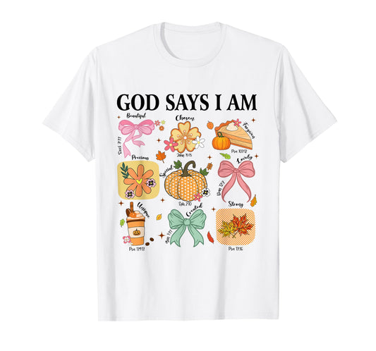 Retro Coquette God Say I Am Christian Fall Autumn Pumpkin T-Shirt