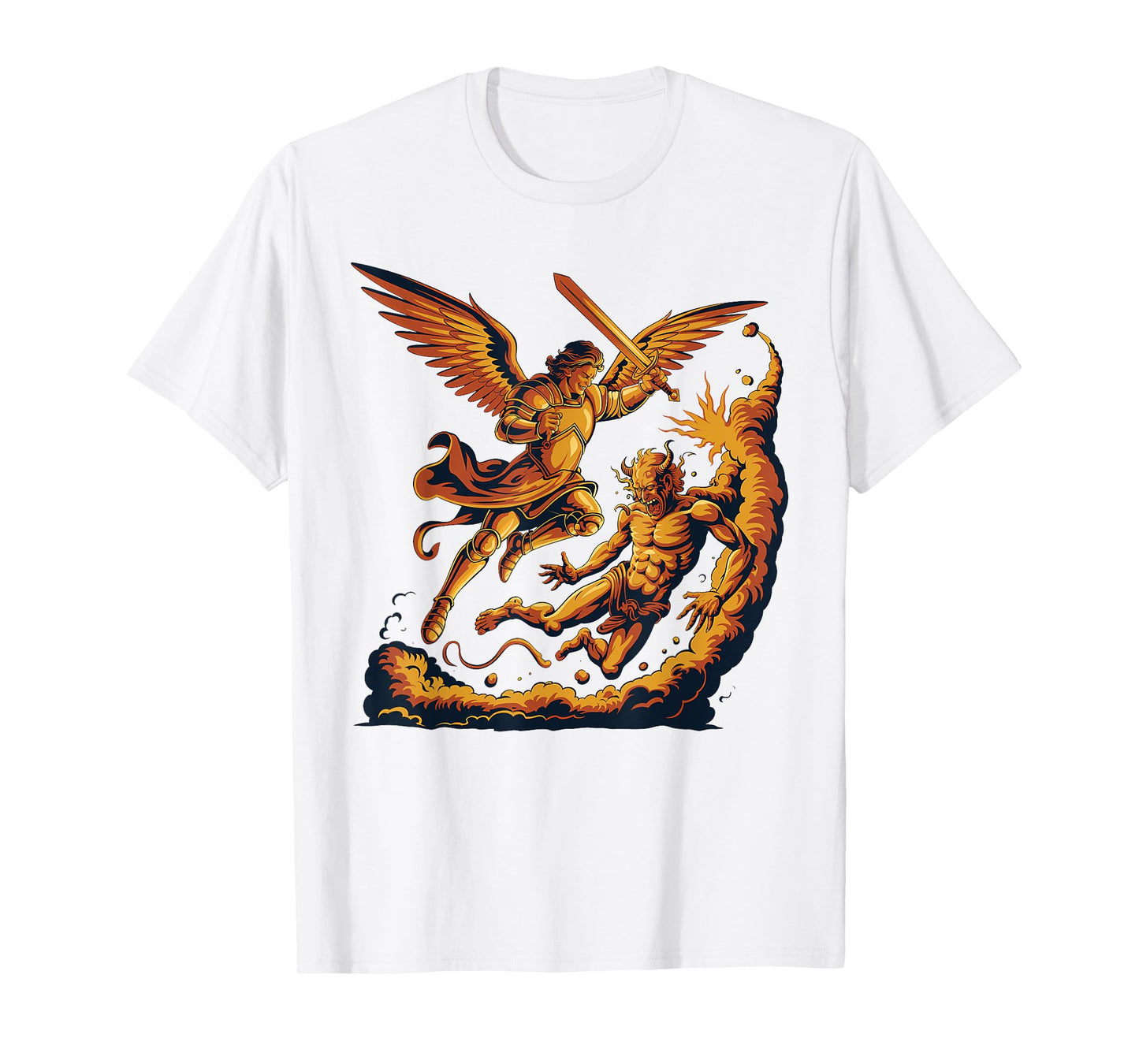 Archangel Warrior Defeating Evil Artwork T-Shirt