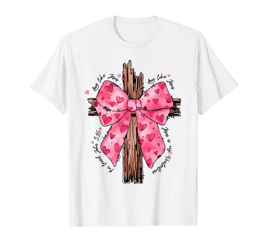 Love Like Jesus Religious God Christian Cross Coquette Bow T-Shirt