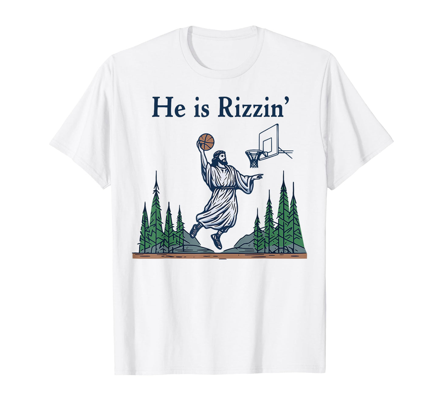 He Is Rizzin Funny Basketball Retro Christian Religious T-Shirt