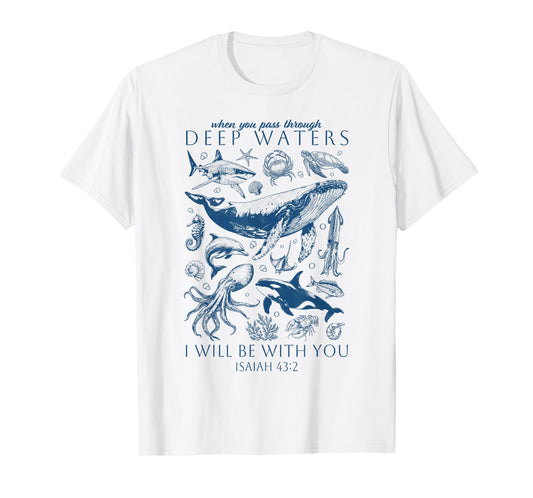 Christian Ocean Marine Sea Life Jesus Bible Verse Scripture T-Shirt