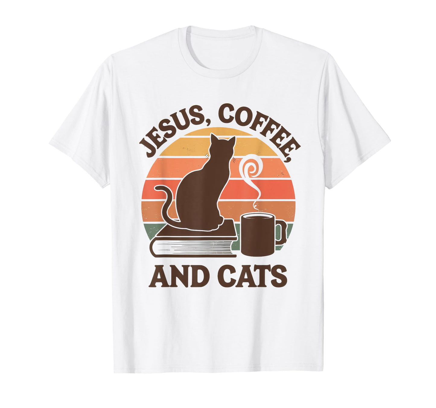 Jesus Coffee Cats Funny Cute Design Jesus Lovers Christian T-Shirt