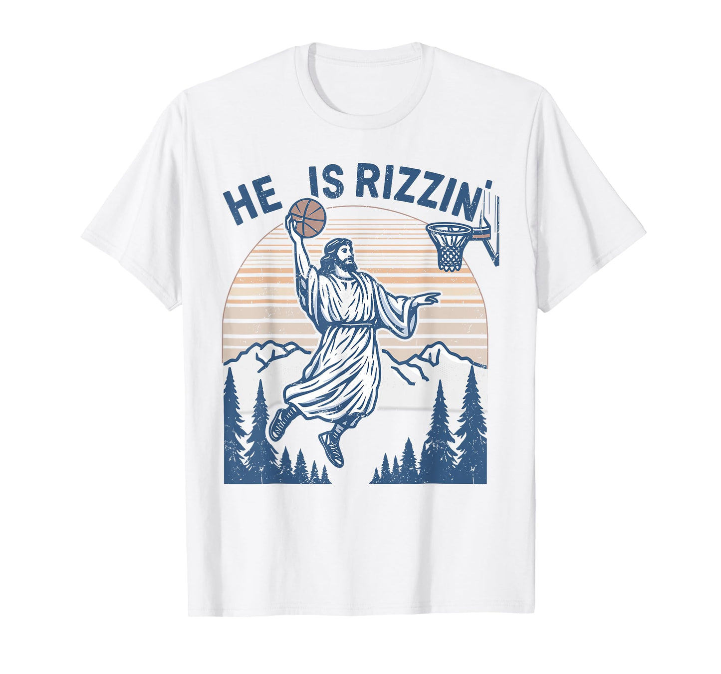 He is Risen Funny Easter Jesus Playing Basketball Mens Women T-Shirt