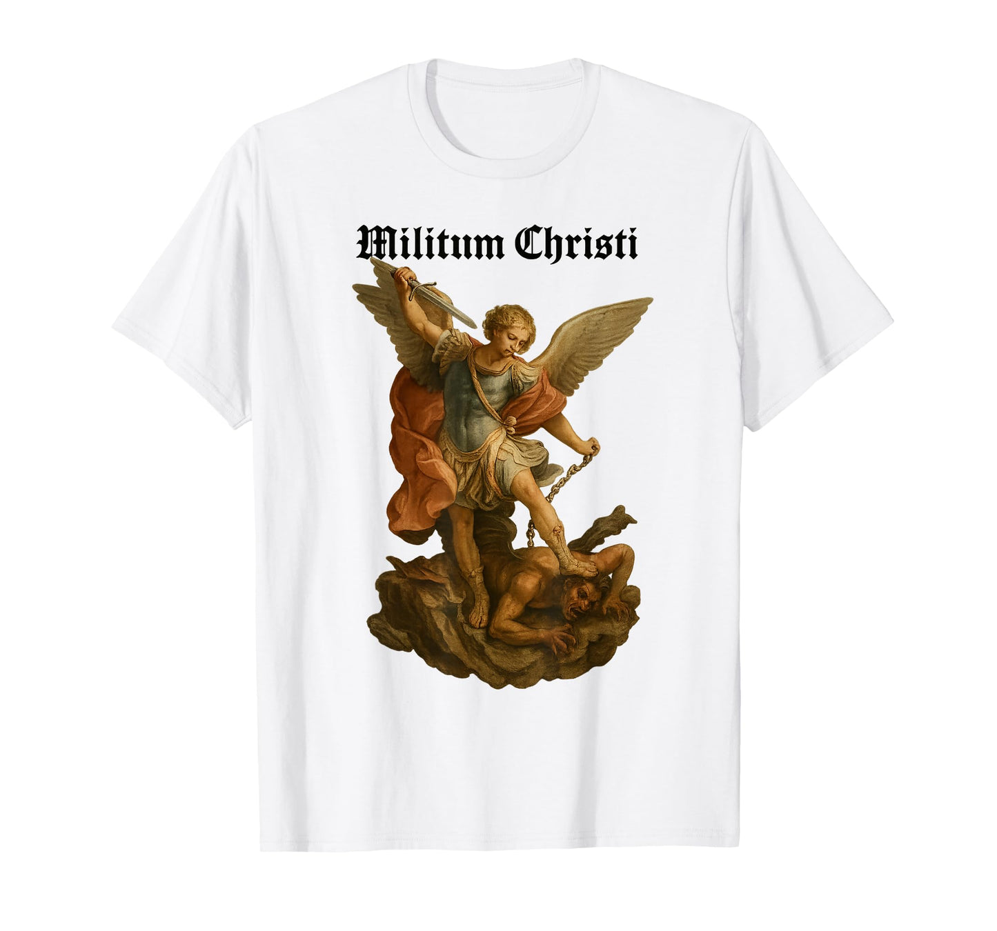 Archangel Michael Defeats Satan - Militium Christi T-Shirt