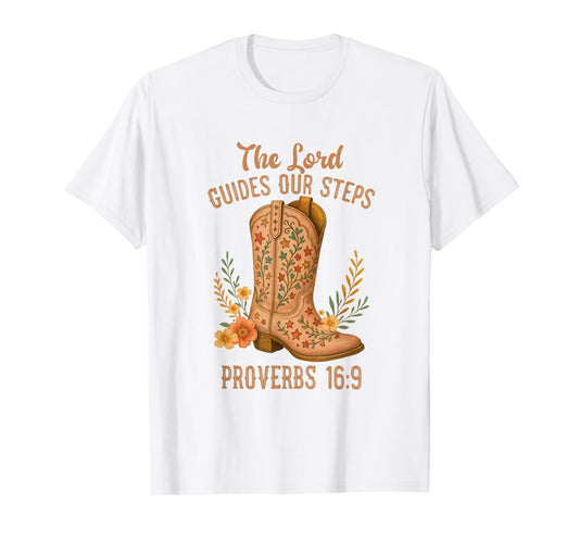 Floral Proverbs 16:9 The Lord Guides Our Steps T-Shirt