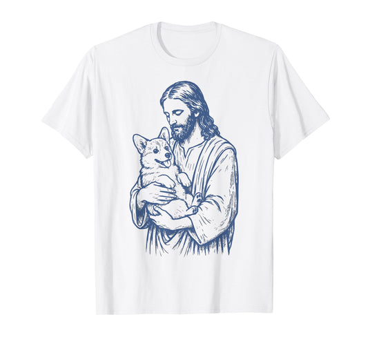 Jesus Holding Corgi T-Shirt