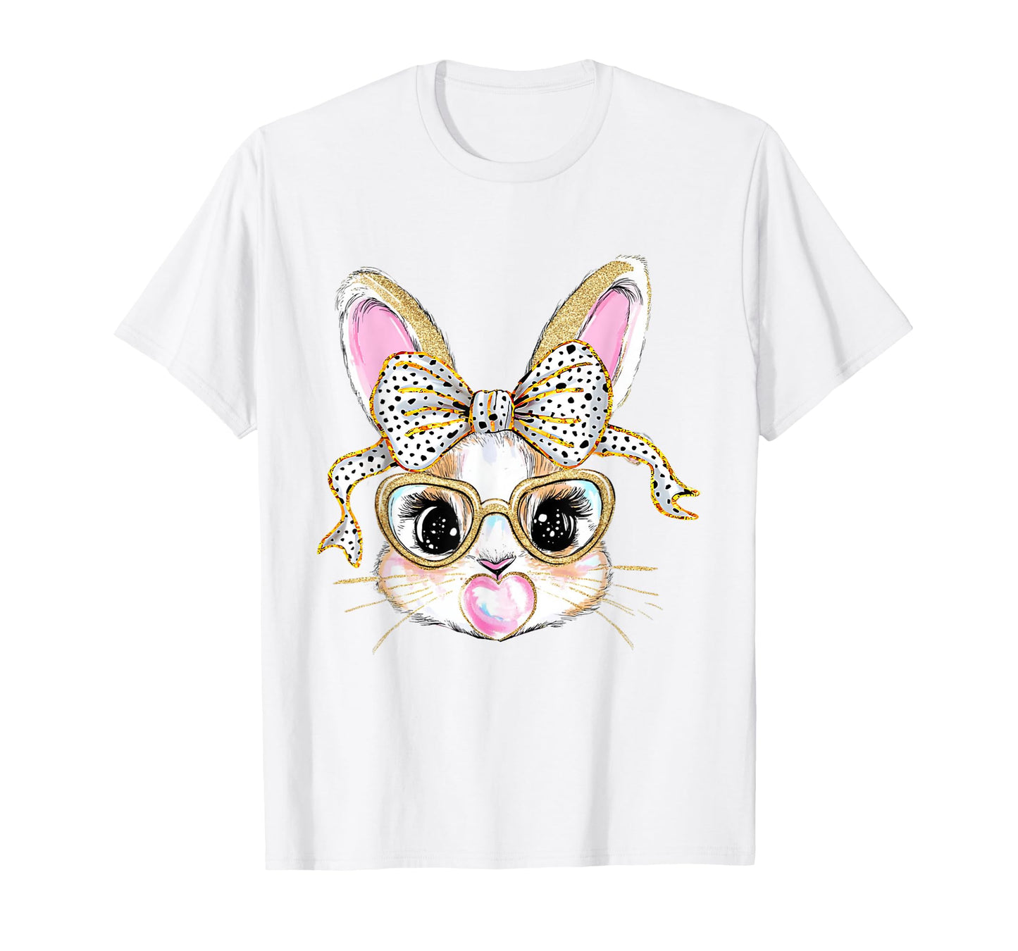 Cute Bunny Rabbit Face Coquette Bow Easter Day Girls Women T-Shirt